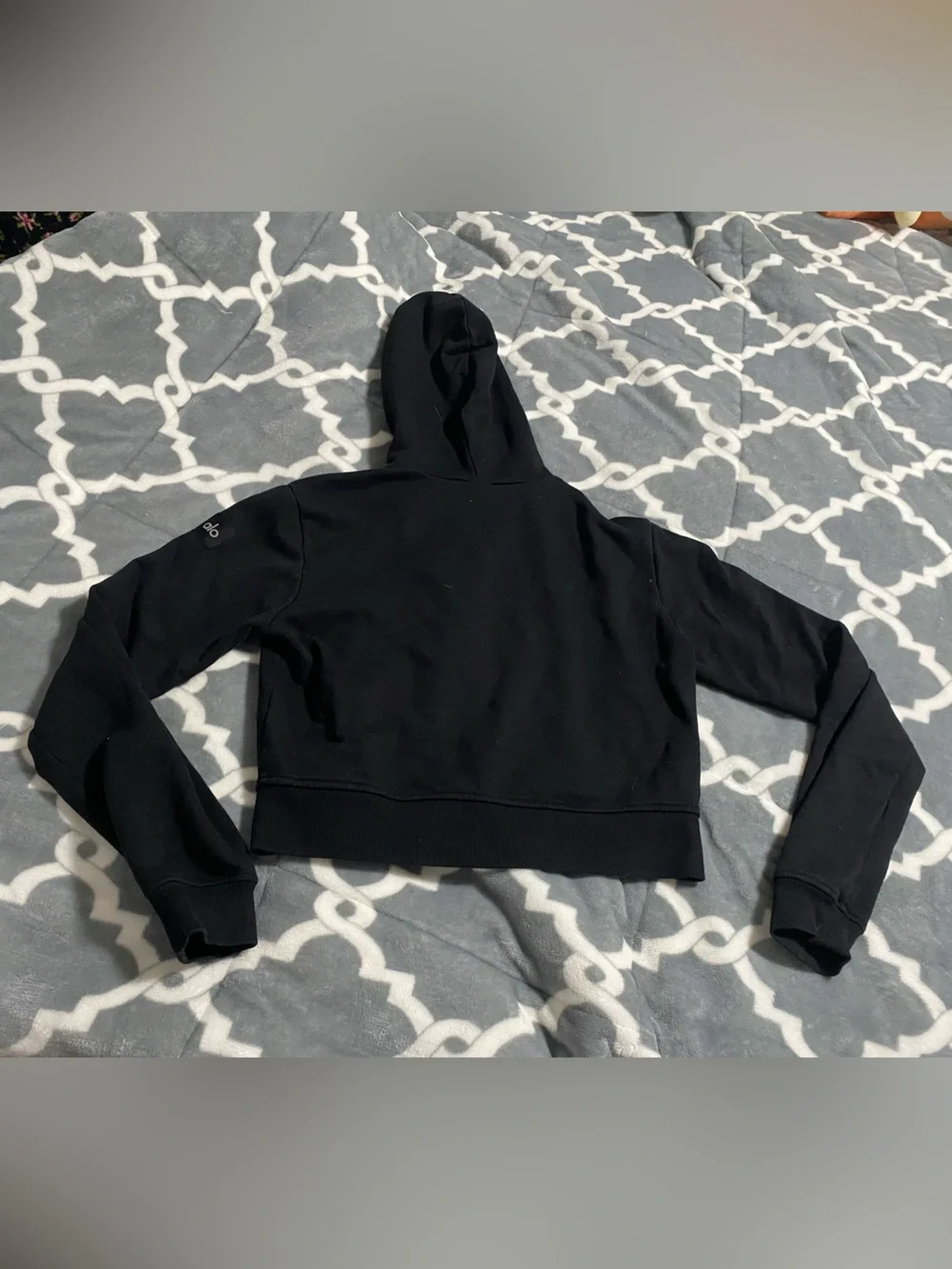 Alo routine cropped hoodie zip up black SZ S jacket